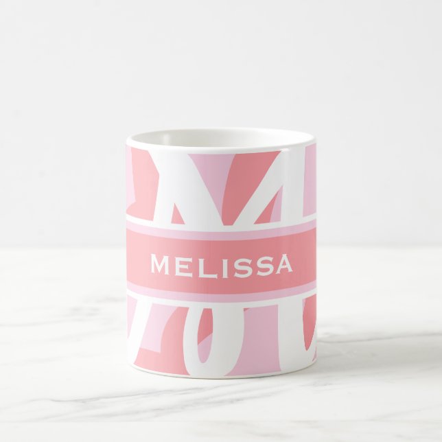 Taza De Café Monograma rosa blanco moderno personaliza a la muj (Centro)