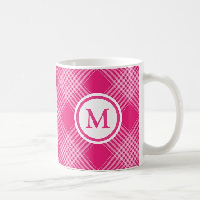 Taza De Café Monograma rosa brillante (Derecha)