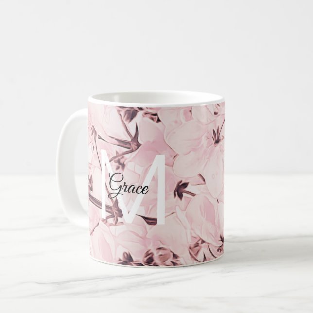 Taza De Café Monograma Rosa Café Flower Mug (Anverso izquierdo)