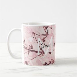 Taza De Café Monograma Rosa Café Flower Mug
