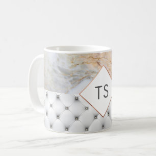 Taza De Café Monograma Rosa dorado Mug gris personalizado