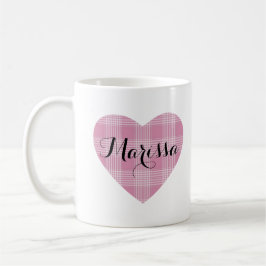 Taza De Café Monograma rosa lindo tartán