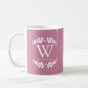 Taza De Café Monograma rosa Rosa antiguo