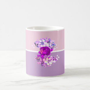 Taza De Café Monograma Rosa Rosa Cottagecore