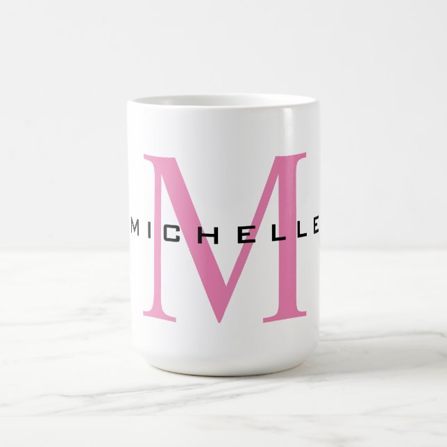 Taza De Café Monograma Rosa Tu Nombre Regalo Especial Queridos (Centro)