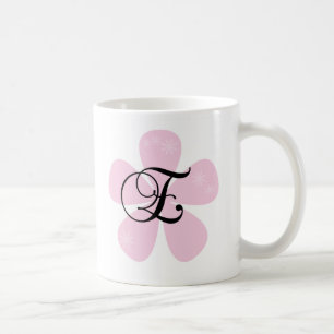 Taza De Café Monograma rosado E de la flor
