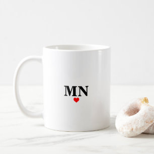 Taza De Café Monograma Simple Adorable Con San Valentín Corazón