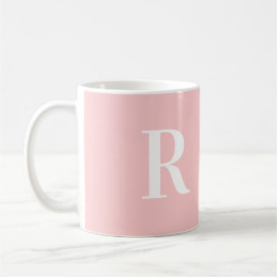 Taza De Café Monograma simple moderno rosa