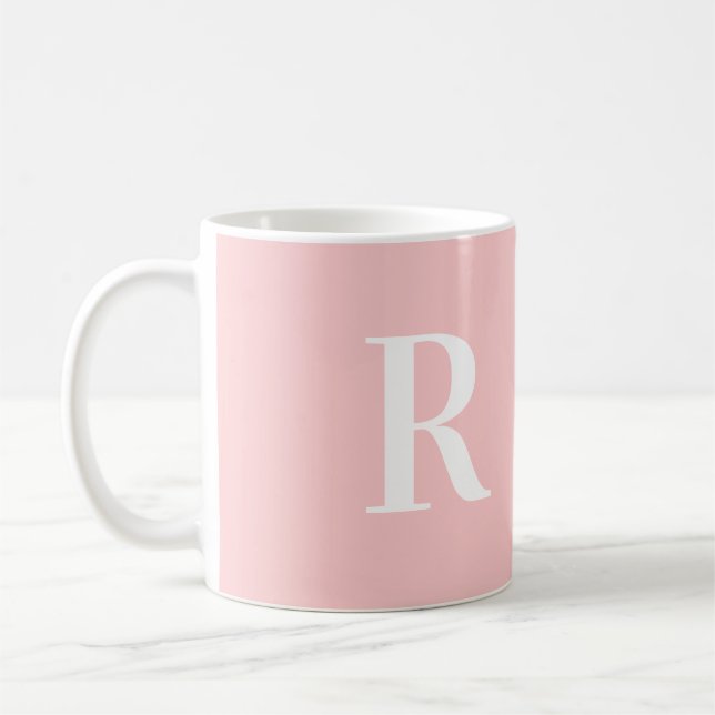 Taza De Café Monograma simple moderno rosa (Izquierda)