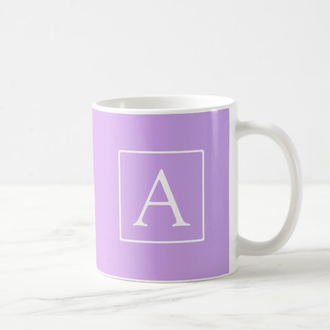 Taza De Café Monograma simple | Ombre rosa/morado sutil (Derecha)