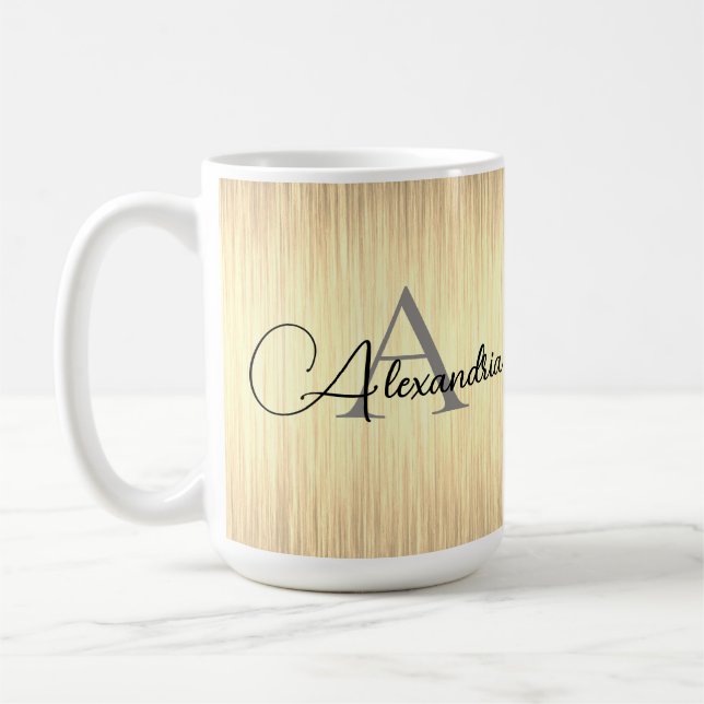 Taza De Café Monograma Sleek Gold Personalizado (Izquierda)