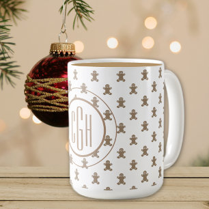 Taza De Café Monograma sobre el patrón de hombre de pan de jeng