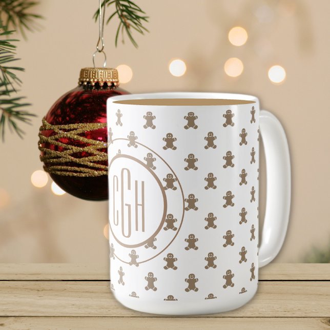 Taza De Café Monograma sobre el patrón de hombre de pan de jeng (Subido por el creador)