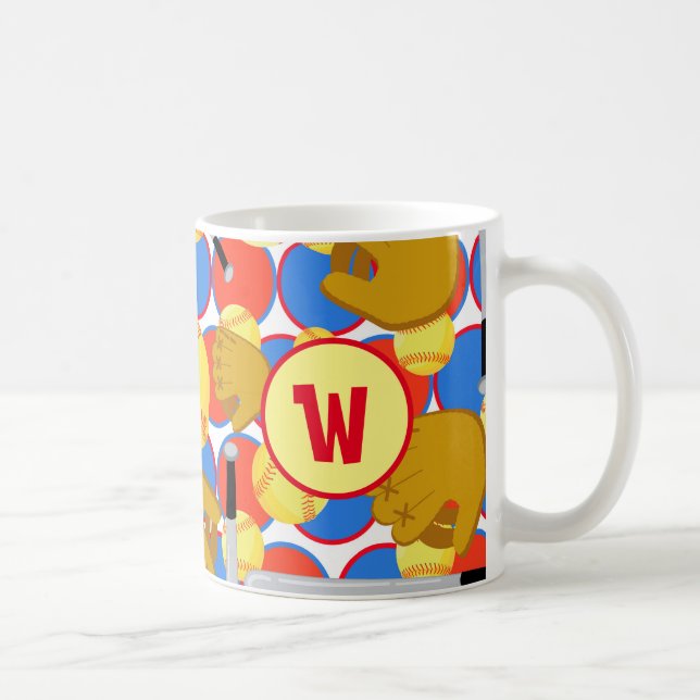 Taza De Café Monograma Softbol (Derecha)