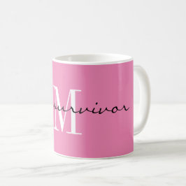Taza De Café Monograma, soy un sobreviviente, Pink 11oz Classic