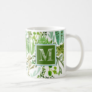 Taza De Café Monograma Suculento campo I