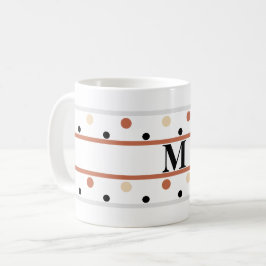 Taza De Café Monograma Terra Cotta Sand Polka Dots