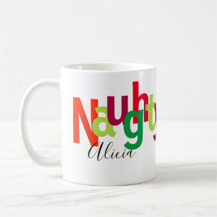 Taza De Café Monograma travieso de la tipografía del navidad
