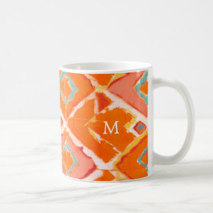 Taza De Café Monograma  Tribal Naranja II