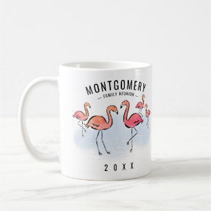 Taza De Café Monograma tropical Flamingo Monograma Reunión fami