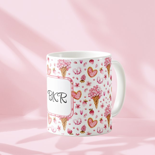 Taza De Café Monograma, Valentine Candy & Hydrangea Pattern 11o (Subido por el creador)