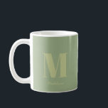 Taza De Café Monograma verde moderno de sabio mínimo Nombre ini<br><div class="desc">Sage Green Modern Mínimo Monograma Nombre inicial Café Mug</div>