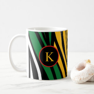 Taza De Café Monograma Verde Rojo Amarillo Negro Mes de Histori