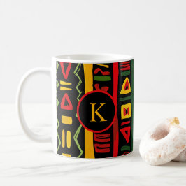 Taza De Café Monograma Verde Rojo Amarillo Negro Mes de Histori