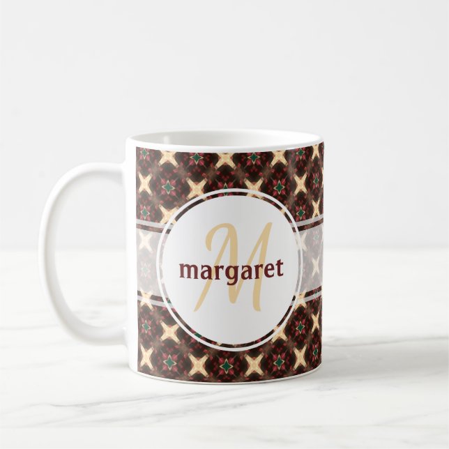 Taza De Café Monograma verde rojo y oro (Izquierda)