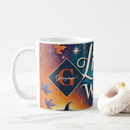 Taza De Café Monograma vibrante biblia cristiana de Halloween v