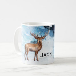 Taza De Café Monograma Winter Stag Outdoorsman