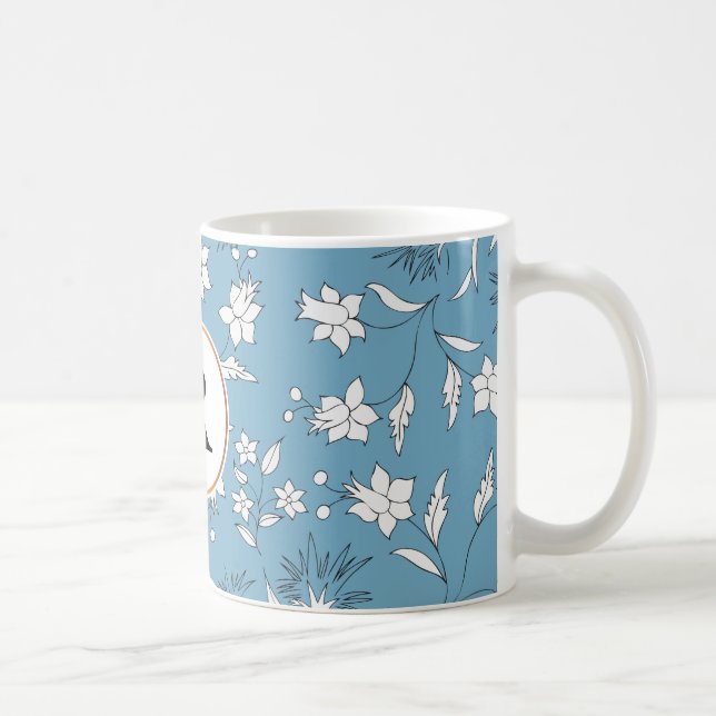 Taza De Café monograma y flores (Derecha)