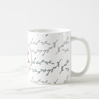 Taza De Café monograma y hojas