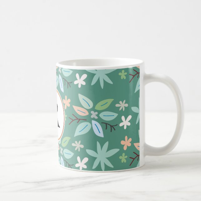 Taza De Café monograma y hojas (Derecha)