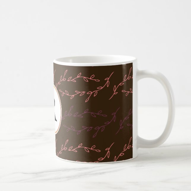 Taza De Café monograma y hojas (Derecha)