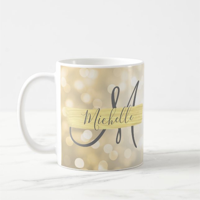 Taza De Café Monograma y motivación de oro moderno (Izquierda)