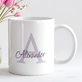Taza De Café Monograma y nombre con letra manuscrita elegante m