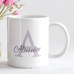 Taza De Café Monograma y nombre con letra manuscrita elegante m
