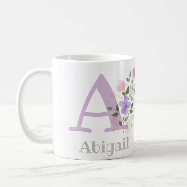 Taza De Café Monograma y nombre cristiano Abigail Coffee Mug (Izquierda)