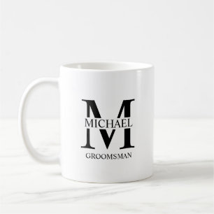 Taza De Café Monograma y nombre del Groomsman personalizado clá