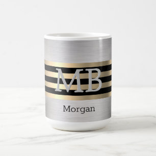 Taza De Café Monograma y nombre DIY Yel Gold Acero Cepillado Bl