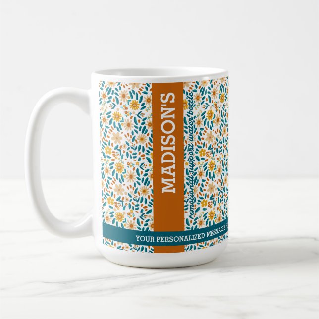 Taza De Café Monograma y nombre floral personalizado (Izquierda)