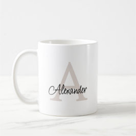 Taza De Café Monograma y nombre modernos con letra manuscrita e