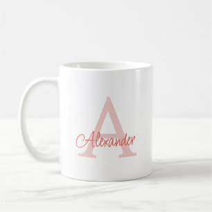 Taza De Café Monograma y nombre modernos con letra manuscrita e