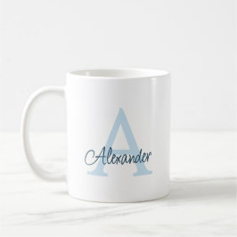Taza De Café Monograma y nombre modernos con letra manuscrita e
