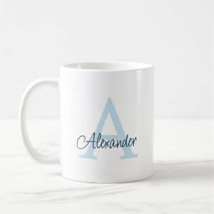 Taza De Café Monograma y nombre modernos con letra manuscrita e