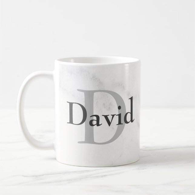 Taza De Café Monograma y nombre personalizados con estilo de má (Izquierda)