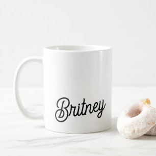 Taza De Café Monograma y nombre personalizados modernos en blan