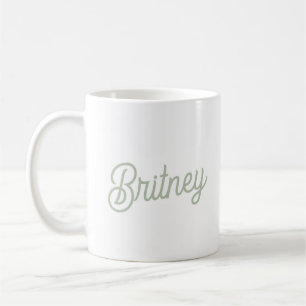 Taza De Café Monograma y nombre personalizados verde sabio mode