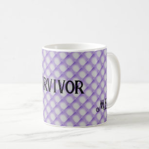 Taza De Café Monograma y sobreviviente, patrón malva tufado 11o